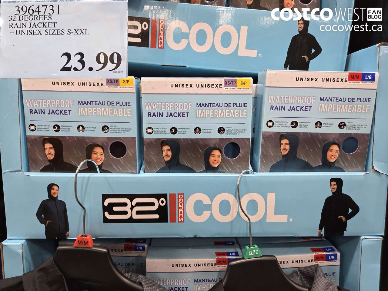 3964731 32 DEGREES RAIN JACKET + UNISEX SIZES S-XXL $23.99