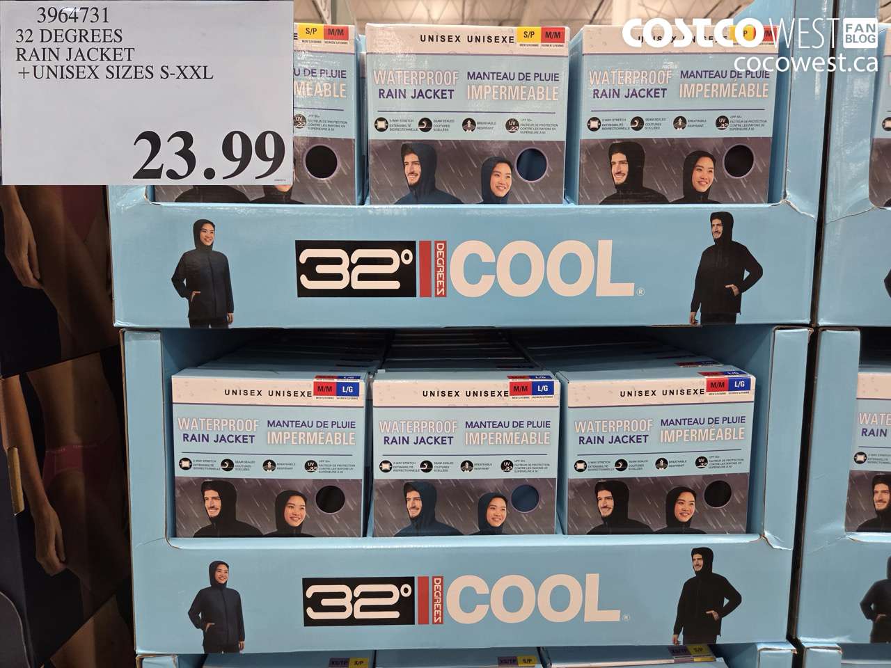 3964731 32 DEGREES RAIN JACKET + UNISEX SIZES S-XXL $23.99