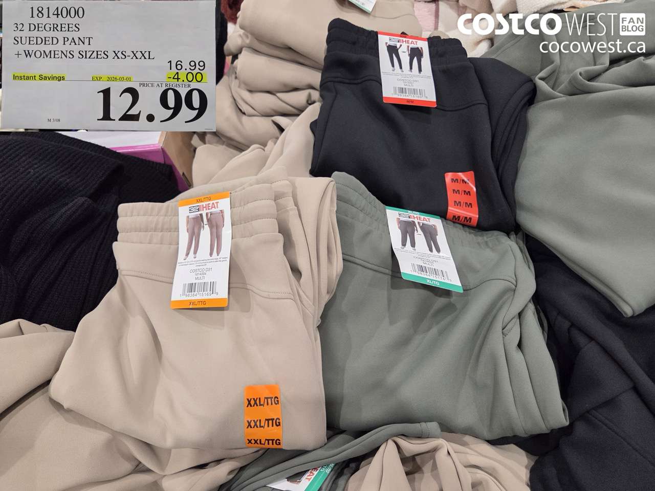 1814000 32 DEGREES SUEDED PANT +WOMENS SIZES XS-XXL ($4.00 INSTANT SAVINGS EXPIRES ON 2026-03-01) $12.99