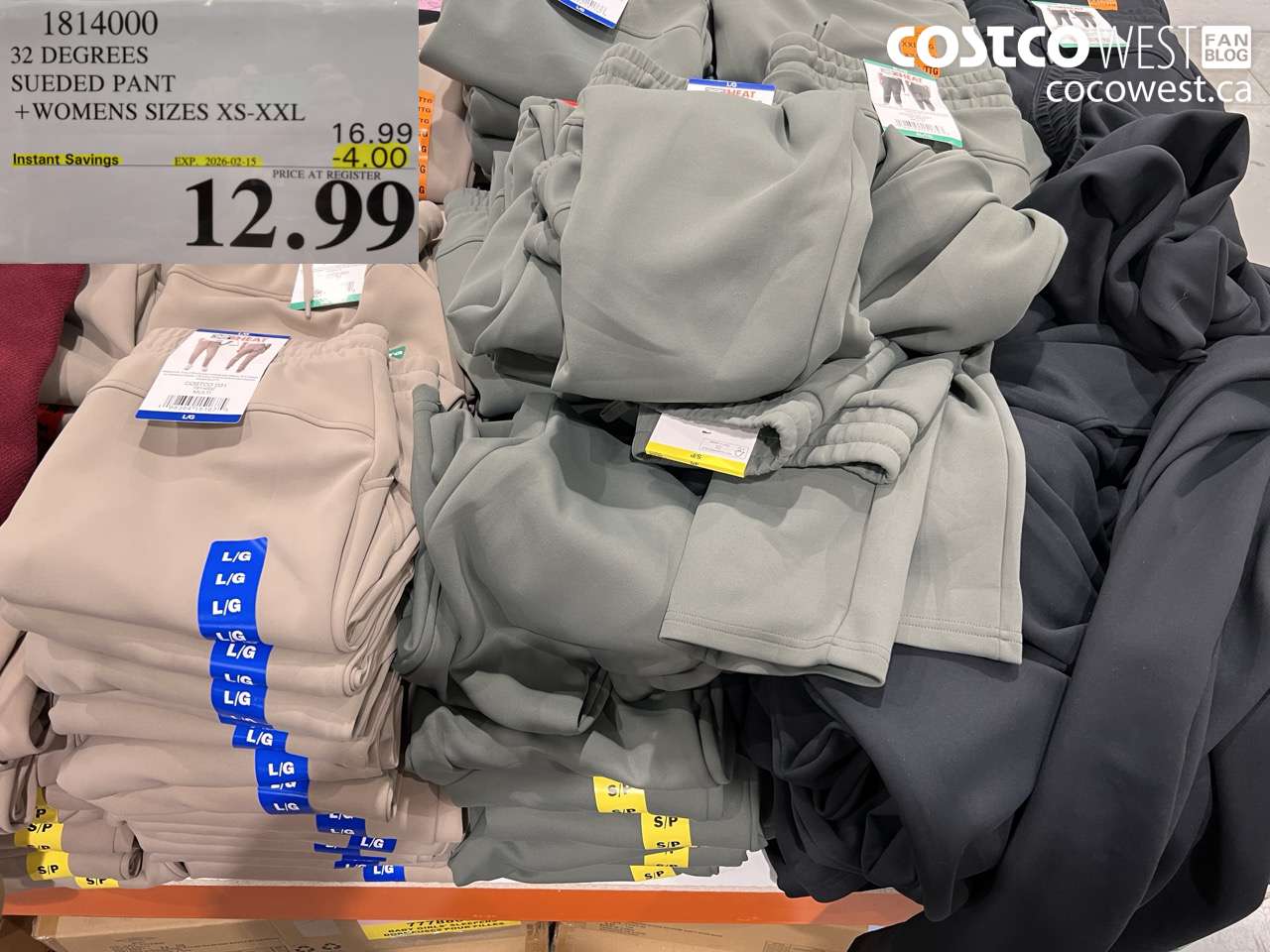 1814000 32 DEGREES SUEDED PANT + WOMENS SIZES XS-XXL ($4.00 INSTANT SAVINGS EXPIRES ON 2026-02-15) $12.99