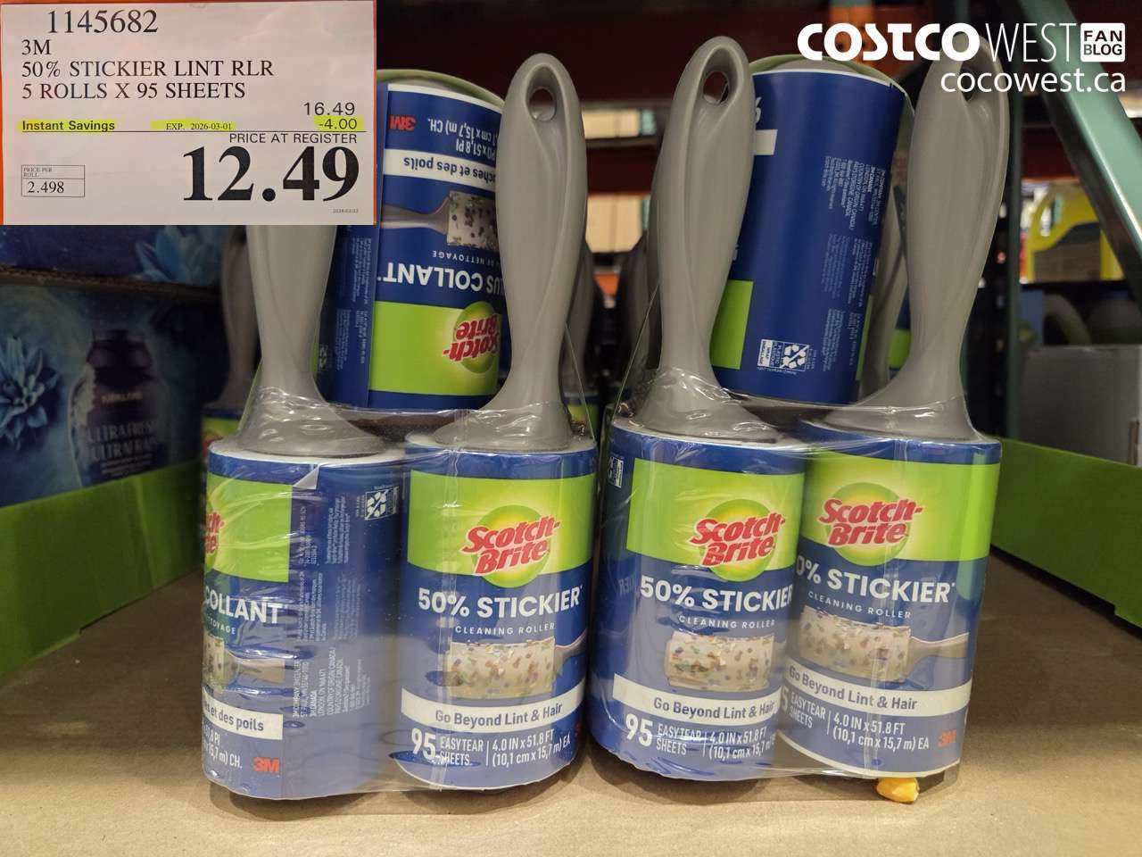 1145682 3M 50% STICKER LINT RLR 5 ROLLS X 95 SHEETS ($4.00 INSTANT SAVINGS EXPIRES ON 2026-03-01) $12.49