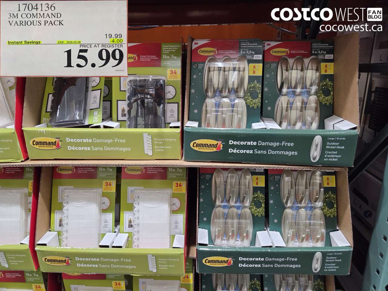 1704136 3M COMMAND VARIOUS PACK ($4.00 INSTANT SAVINGS EXPIRES ON 2026-02-08) $15.99