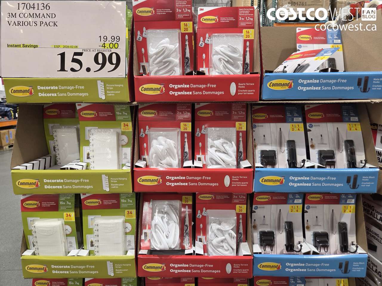 1704136 3M COMMAND VARIOUS PACK ($4.00 INSTANT SAVINGS EXPIRES ON 2026-02-08) $15.99