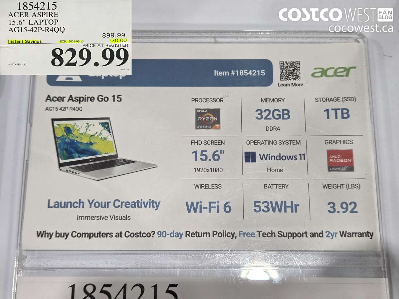 1854215 ACER ASPIRE 15.6