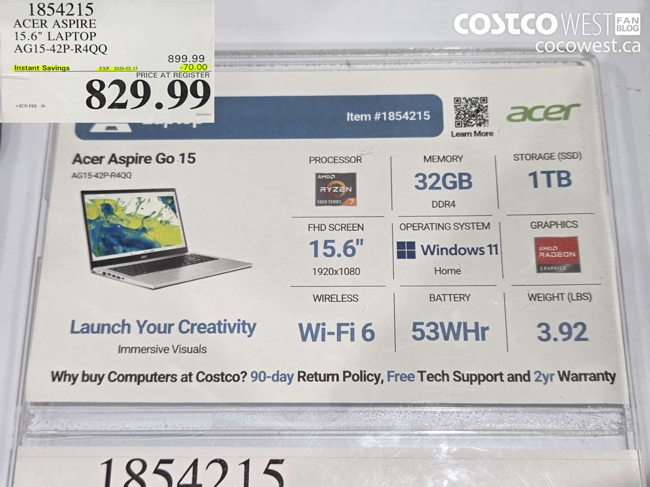 1854215 ACER ASPIRE 15.6