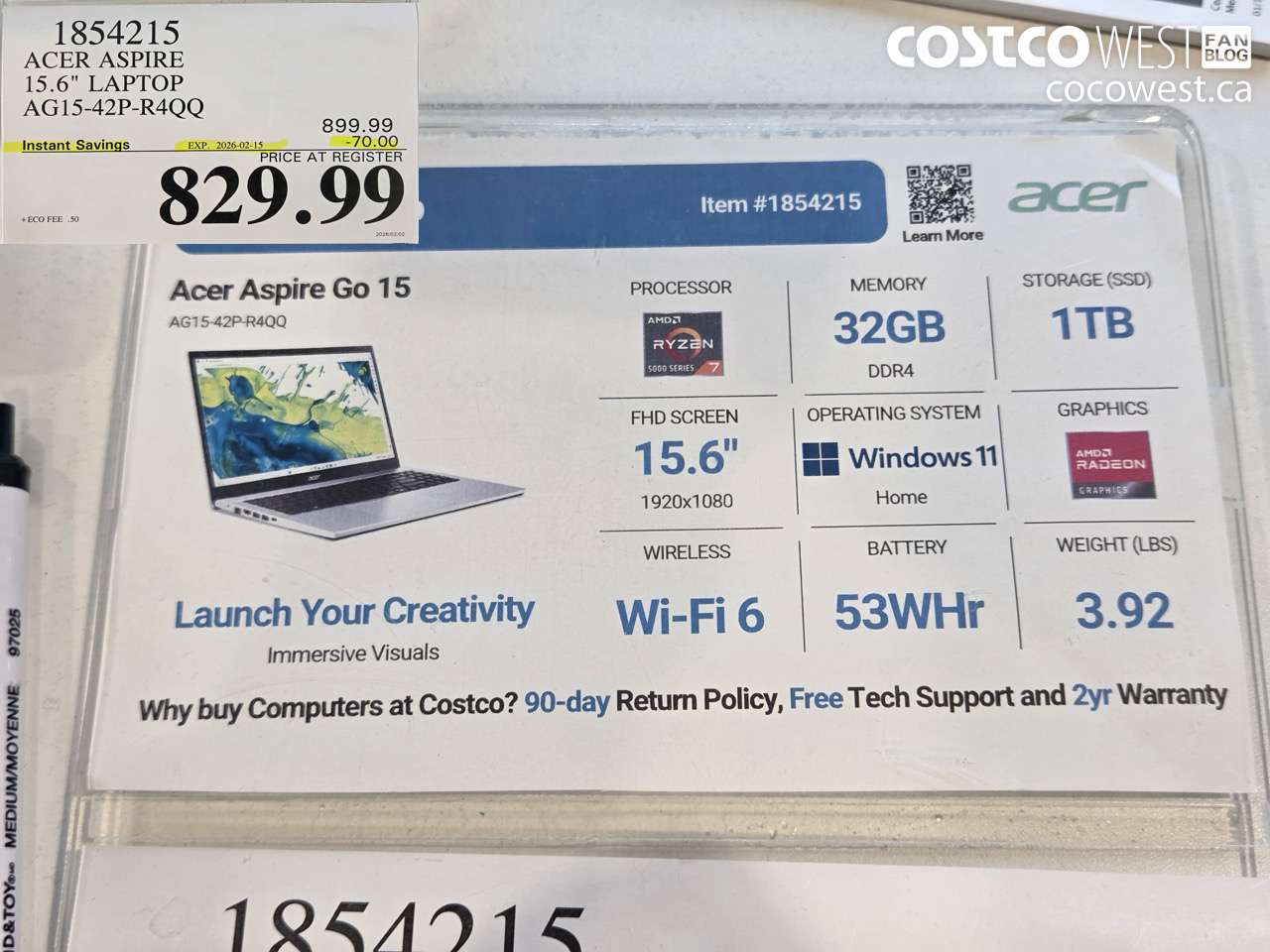 1854215 ACER ASPIRE 15.6