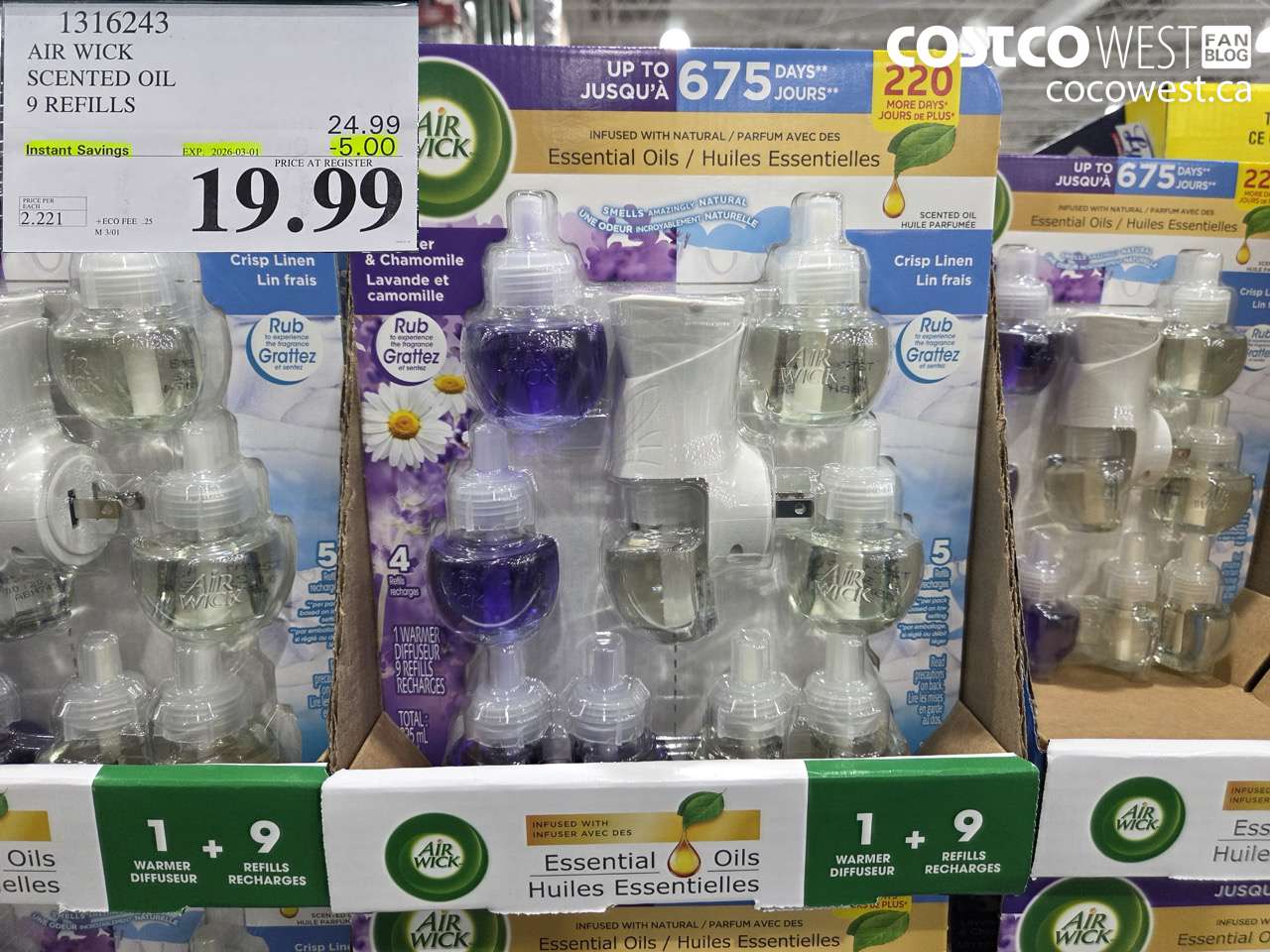 1316243 AIR WICK SCENTED OIL 9 REFILLS ($5.00 INSTANT SAVINGS EXPIRES ON 2026-03-01) $19.99