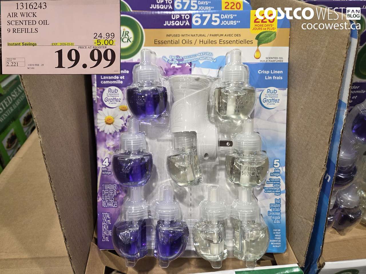 1316243 AIR WICK SCENTED OIL 9 REFILLS ($5.00 INSTANT SAVINGS EXPIRES ON 2026-03-01) $19.99