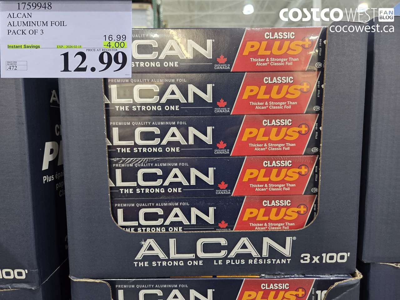 1759948 ALCAN ALUMINUM FOIL PACK OF 3 ($4.00 INSTANT SAVINGS EXPIRES ON 2026-02-15) $12.99