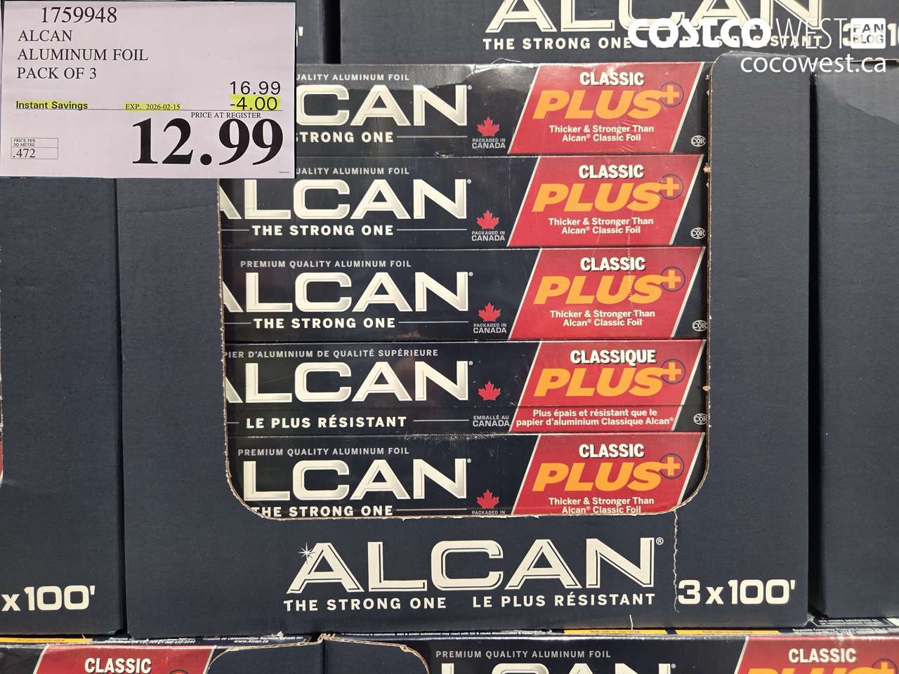 1759948 ALCAN ALUMINUM FOIL PACK OF 3 ($4.00 INSTANT SAVINGS EXPIRES ON 2026-02-15) $12.99
