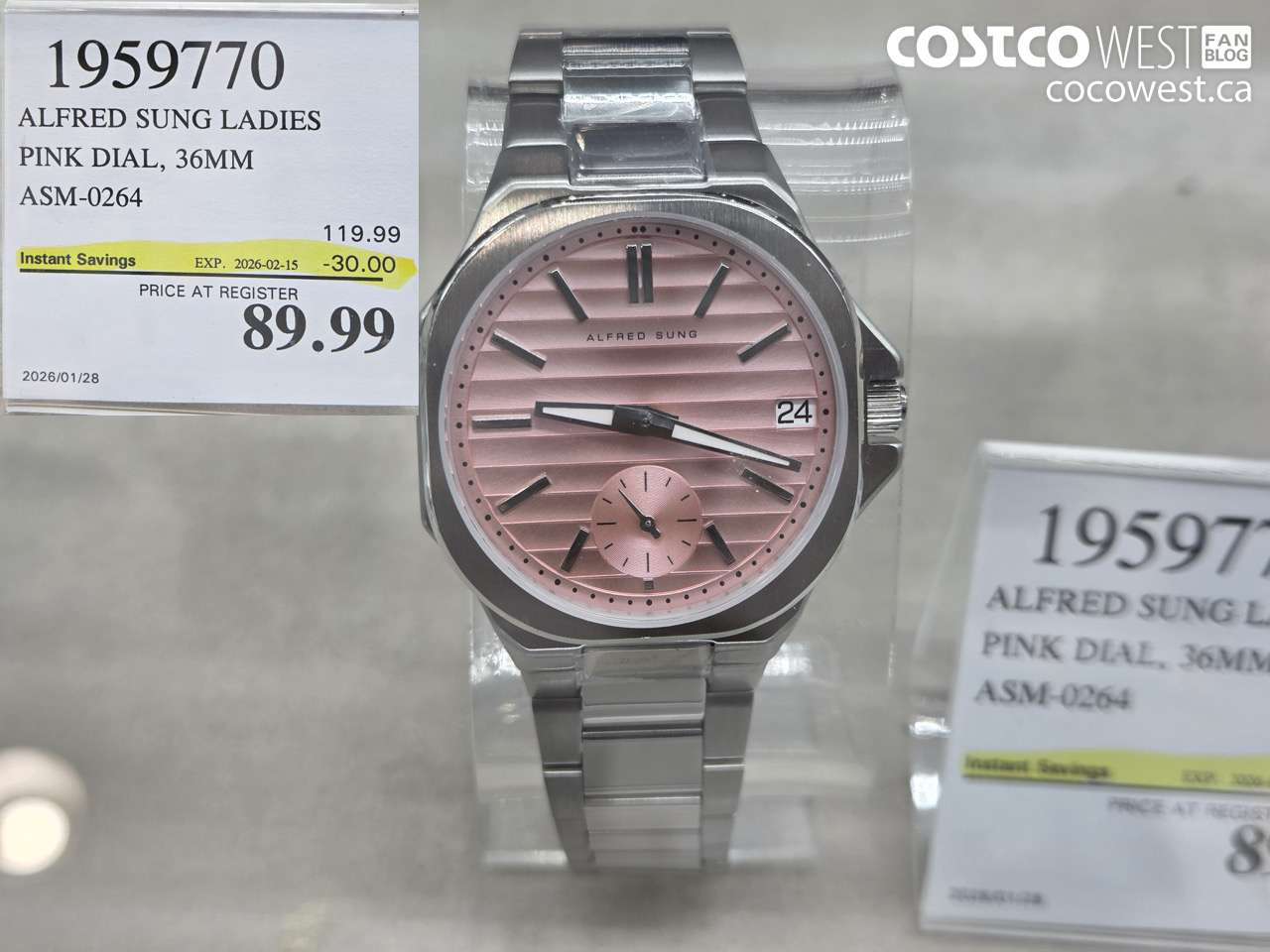 19597770 ALFRED SUNG LADIES PINK DIAL, 36MM ASM-0264 ($30.00 INSTANT SAVINGS EXPIRES ON 2026-02-15) $89.99