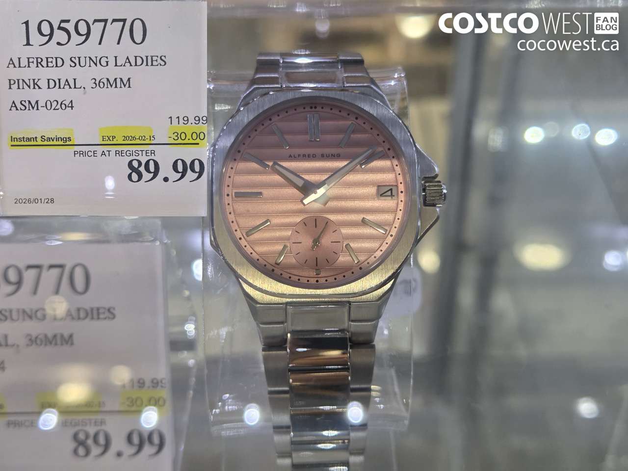 19597770 ALFRED SUNG LADIES PINK DIAL, 36MM ASM-0264 ($30.00 INSTANT SAVINGS EXPIRES ON 2026-02-15) $89.99