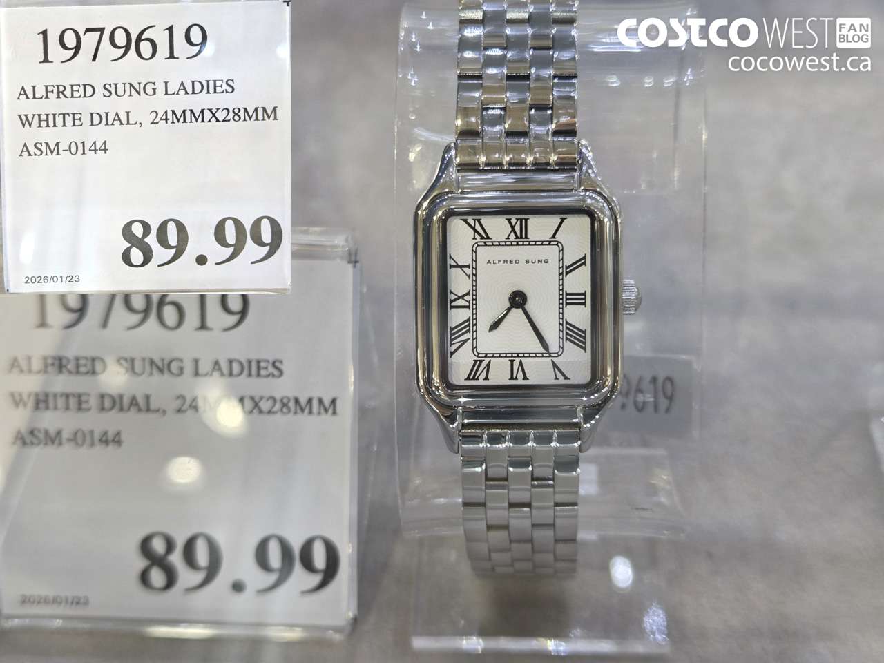 1979619 ALFRED SUNG LADIES WHITE DIAL, 24MMX28MM ASM-0144 $89.99