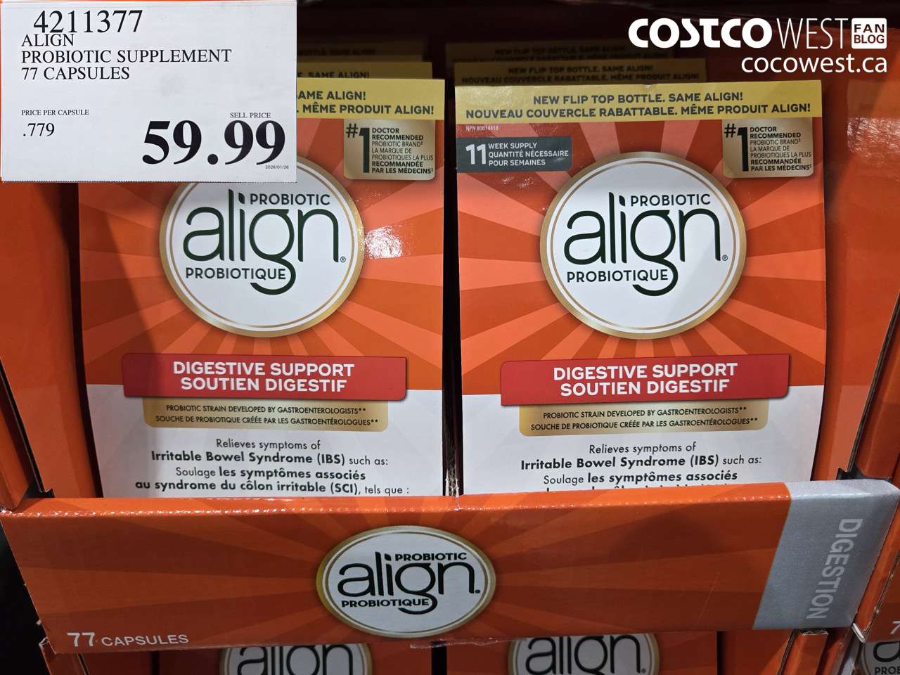 4211377 ALIGN PROBIOTIC SUPPLEMENT 77 CAPSULES $59.99