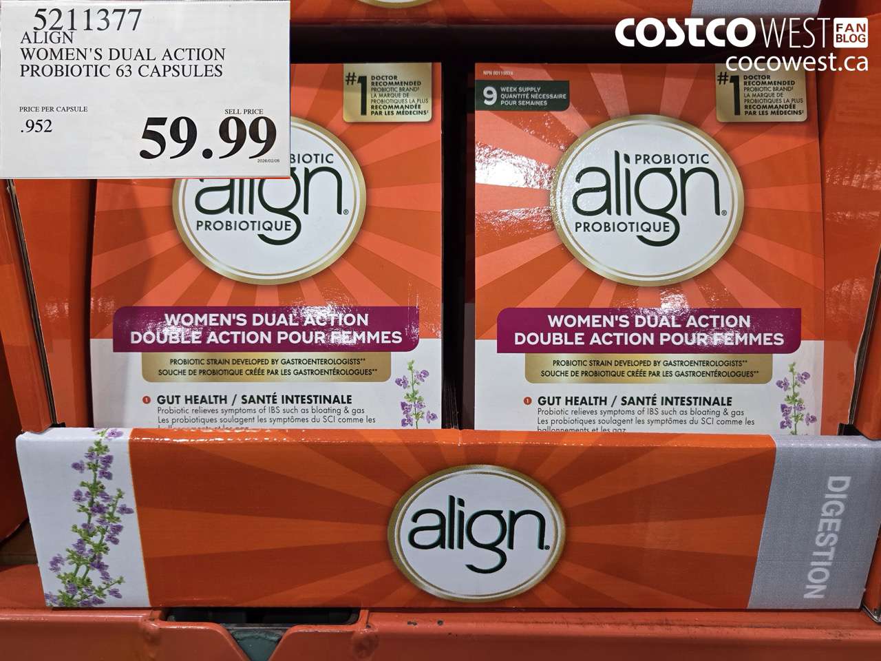 5211377 ALIGN WOMEN'S DUAL ACTION PROBIOTIC 63 CAPSULES $59.99