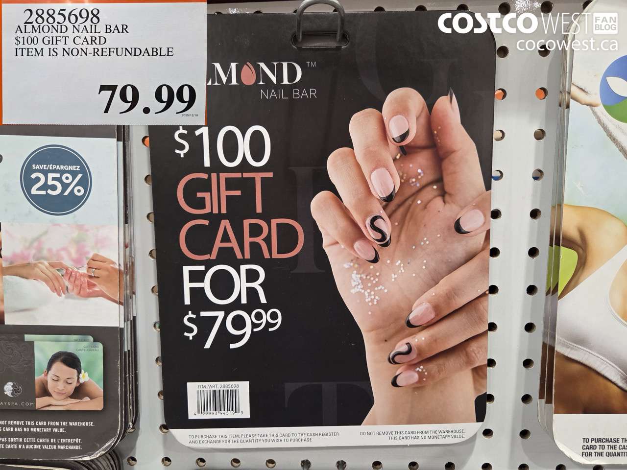 2885698 ALMOND NAIL BAR $100 GIFT CARD ITEM IS NON-REFUNDABLE $79.99
