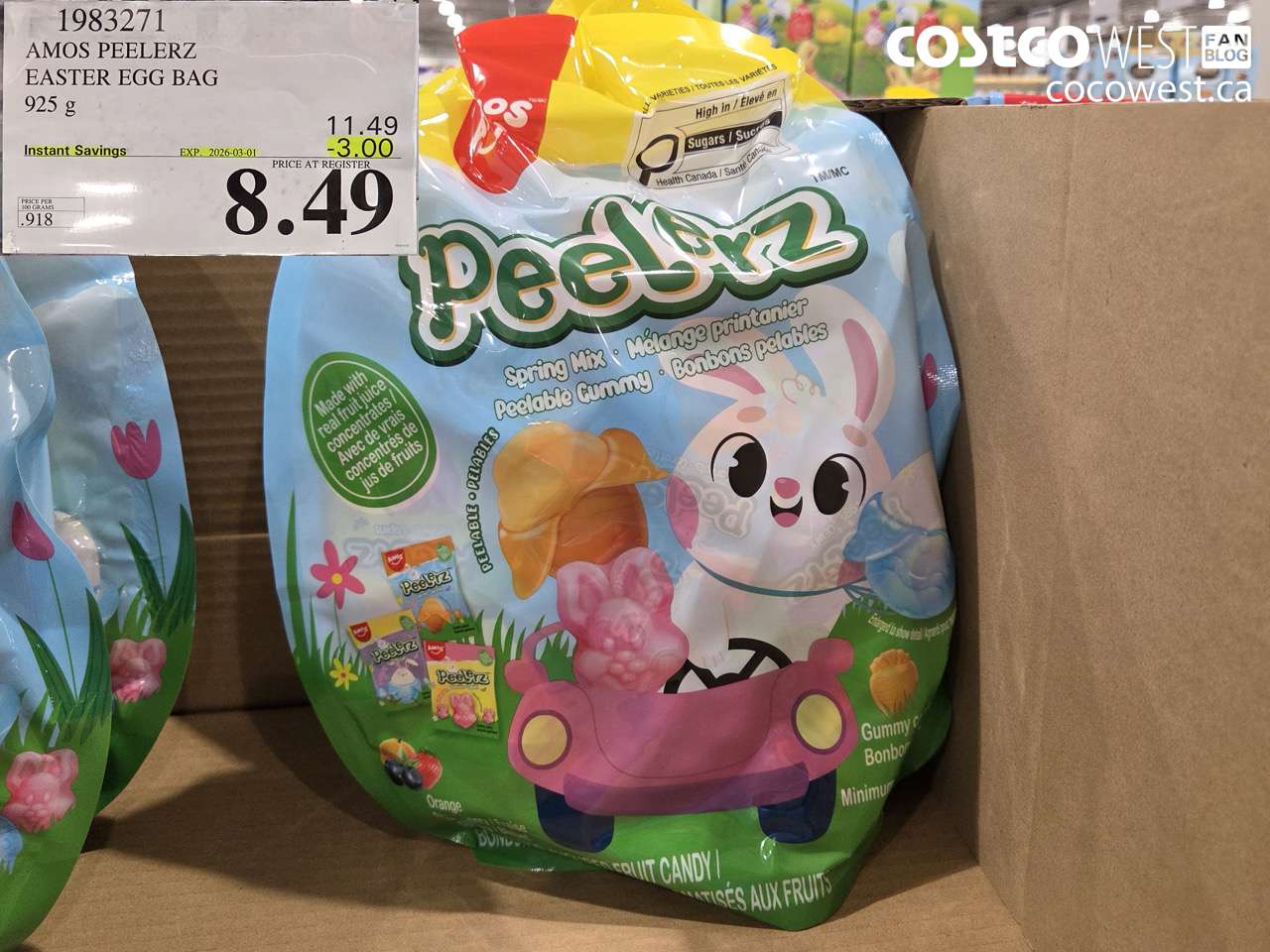 1983271 AMOS PEELERZ EASTER EGG BAG 925G ($3.00 INSTANT SAVINGS EXPIRES ON 2026-03-01) $8.49