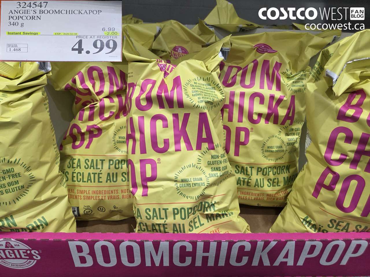 324547 ANGIE'S BOOMCHICKAPOP POPCORN 340 g ($2.00 INSTANT SAVINGS EXPIRES ON 2026-02-08) $4.99