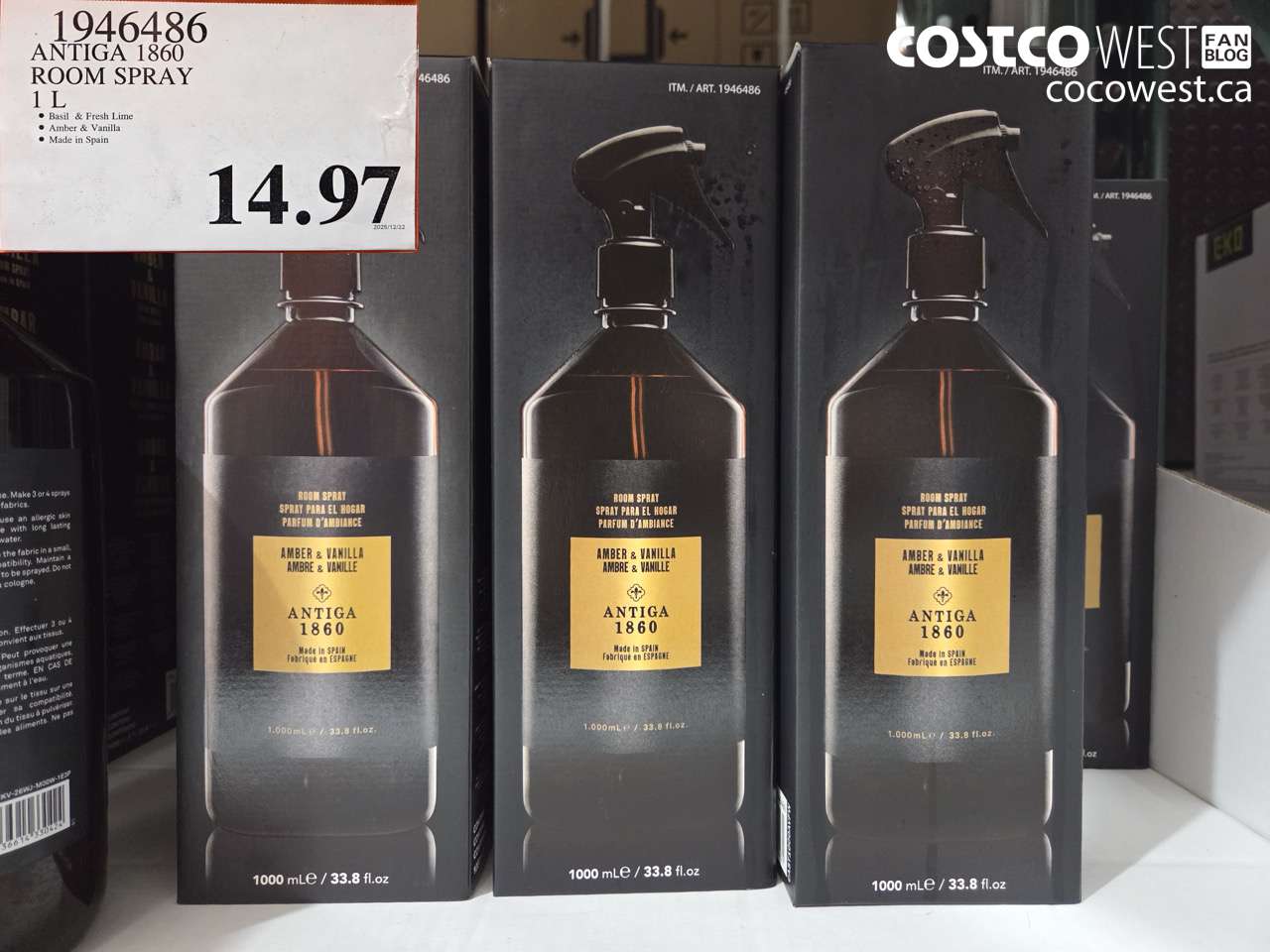 1946486 ANTIGA 1850 ROOM SPRAY 1L $14.97