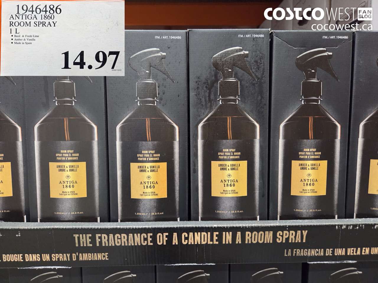 1946486 ANTIGA 1860 ROOM SPRAY 1 L $14.97