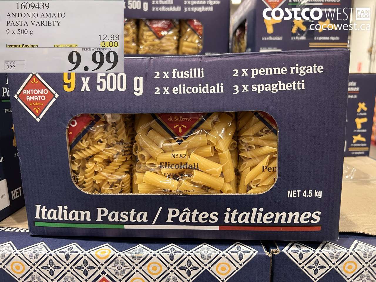1609439 ANTONIO AMATO PASTA VARIETY 9 x 500g ($3.00 INSTANT SAVINGS EXPIRES ON 2026-02-15) $9.99
