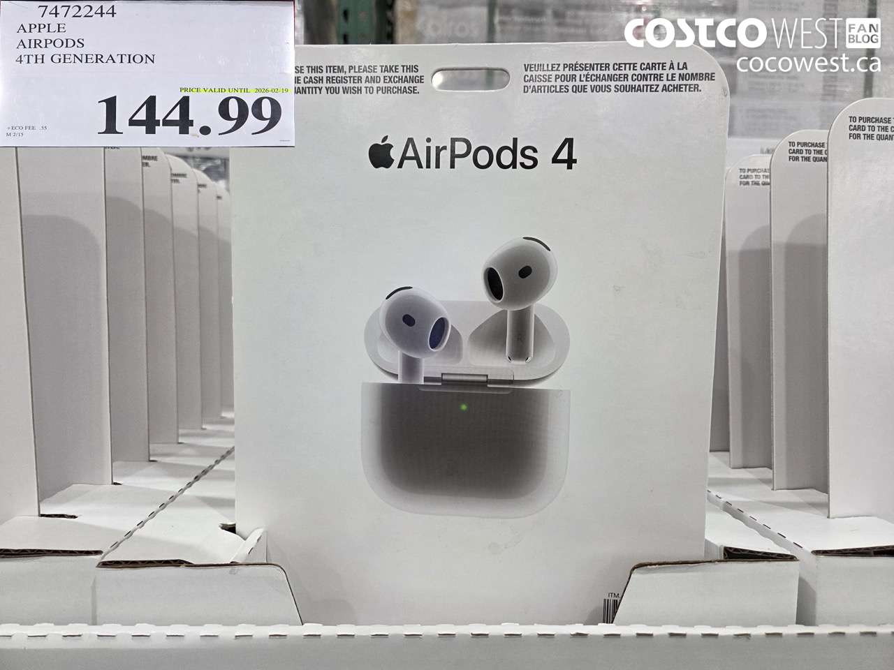 7472244 APPLE AIRPODS 4TH GENERATION (EXPIRES ON 2026-02-19) $144.99