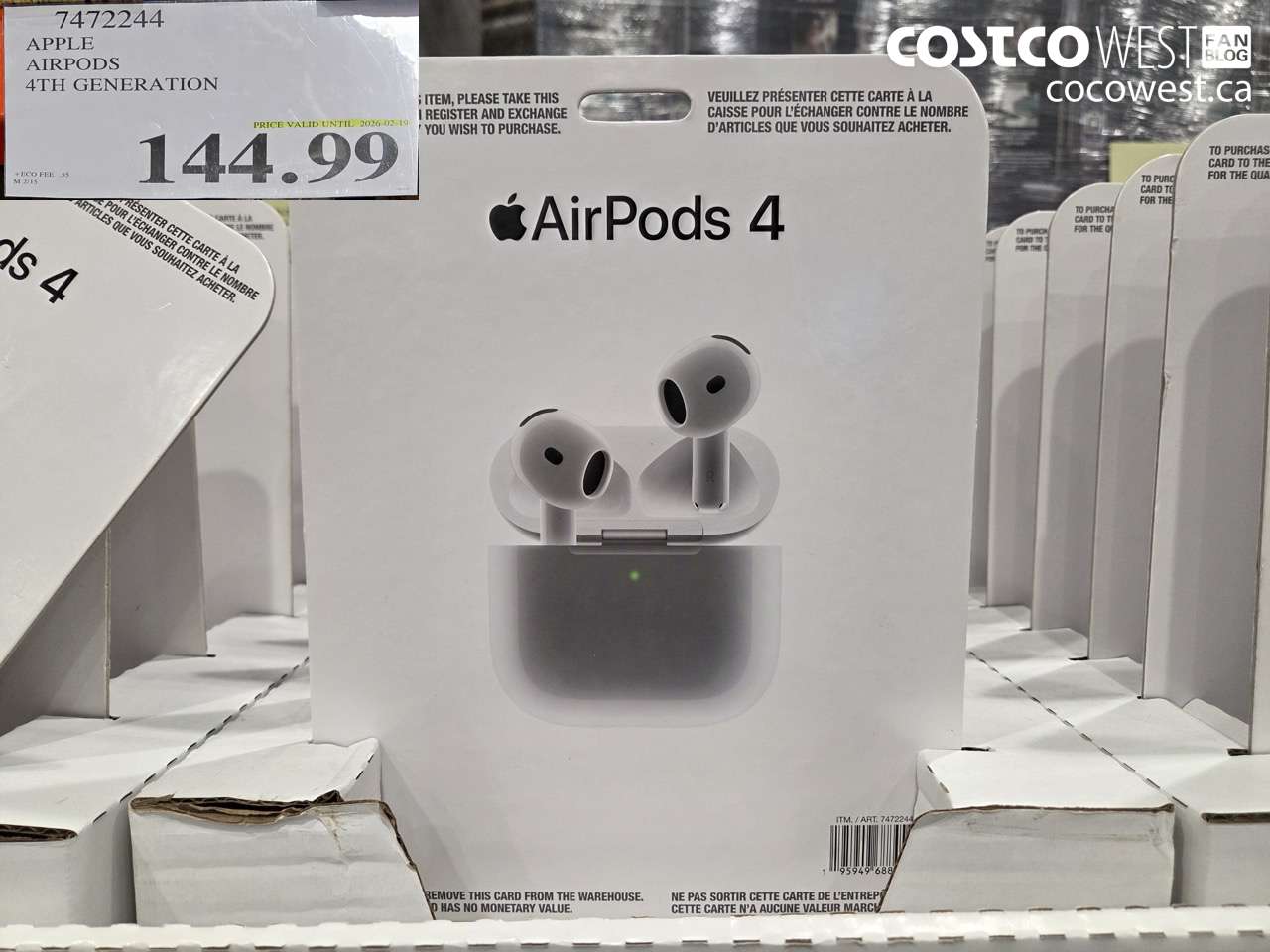 7472244 APPLE AIRPODS 4TH GENERATION (EXPIRES ON 2026-02-19) $144.99