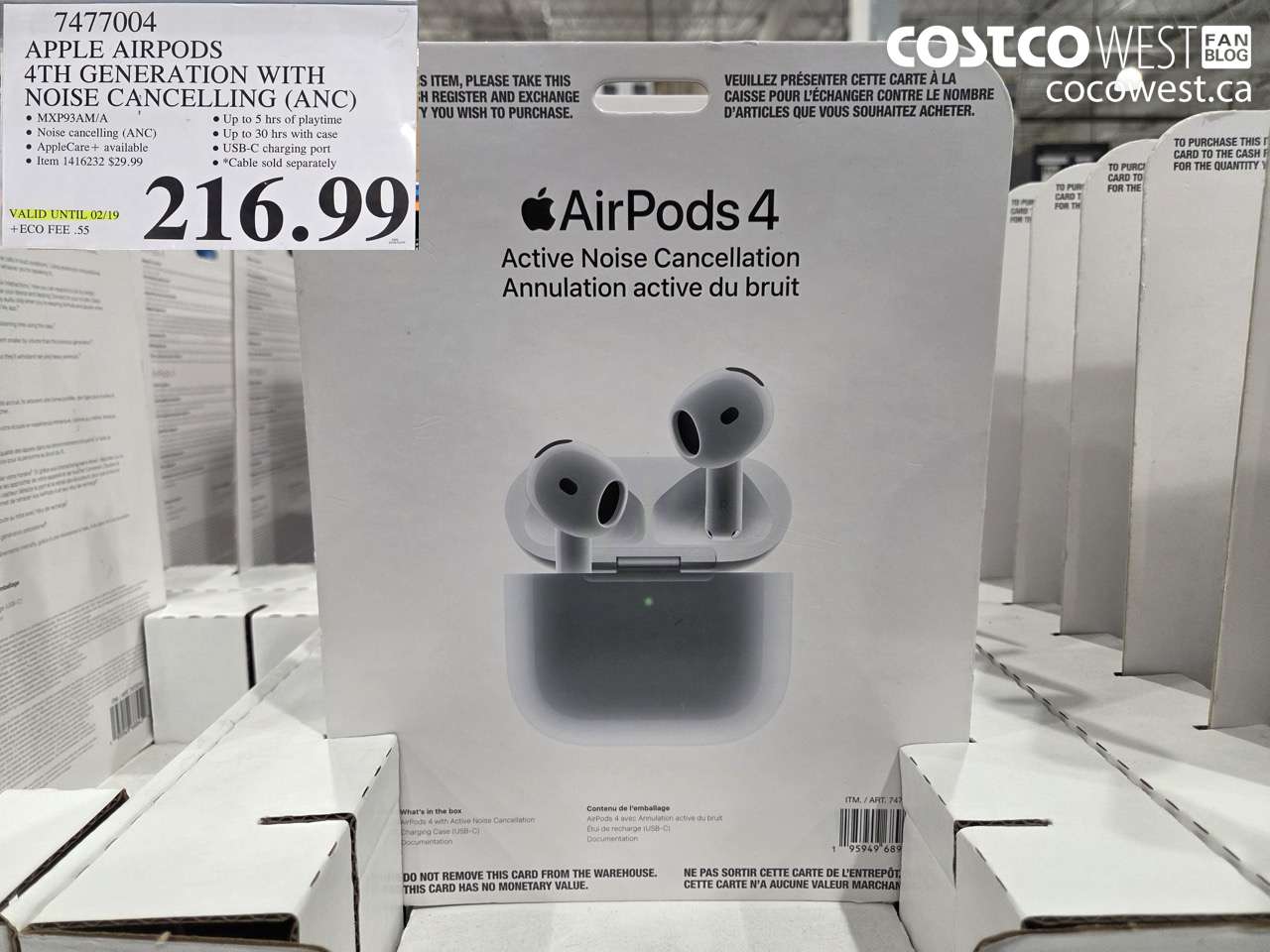 7477004 APPLE AIRPODS 4TH GENERATION WITH NOISE CANCELLING (ANC) (EXPIRES ON 2026-02-19) $216.99