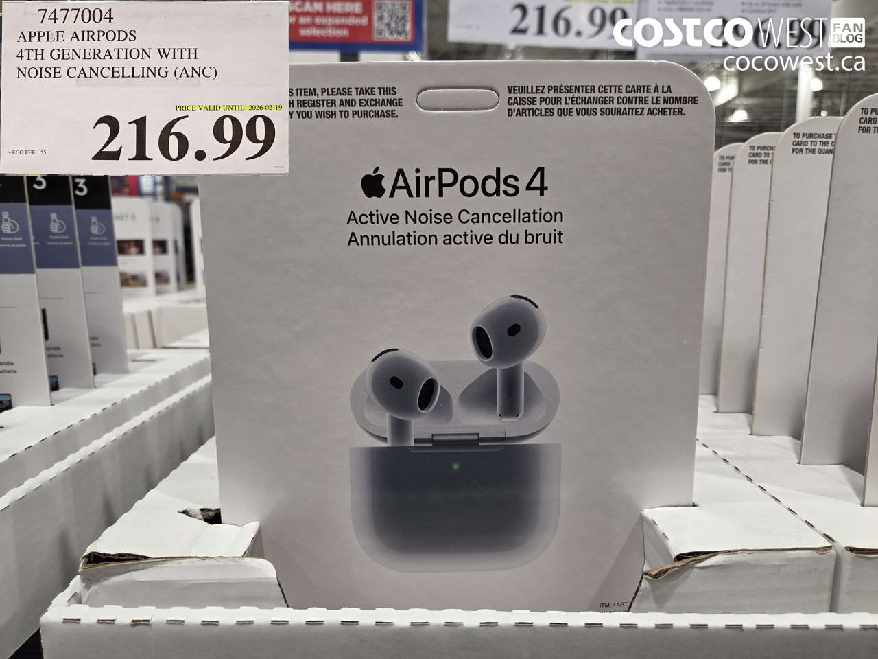 7477004 APPLE AIRPODS 4TH GENERATION WITH NOISE CANCELLING (ANC) (EXPIRES ON 2026-02-19) $216.99