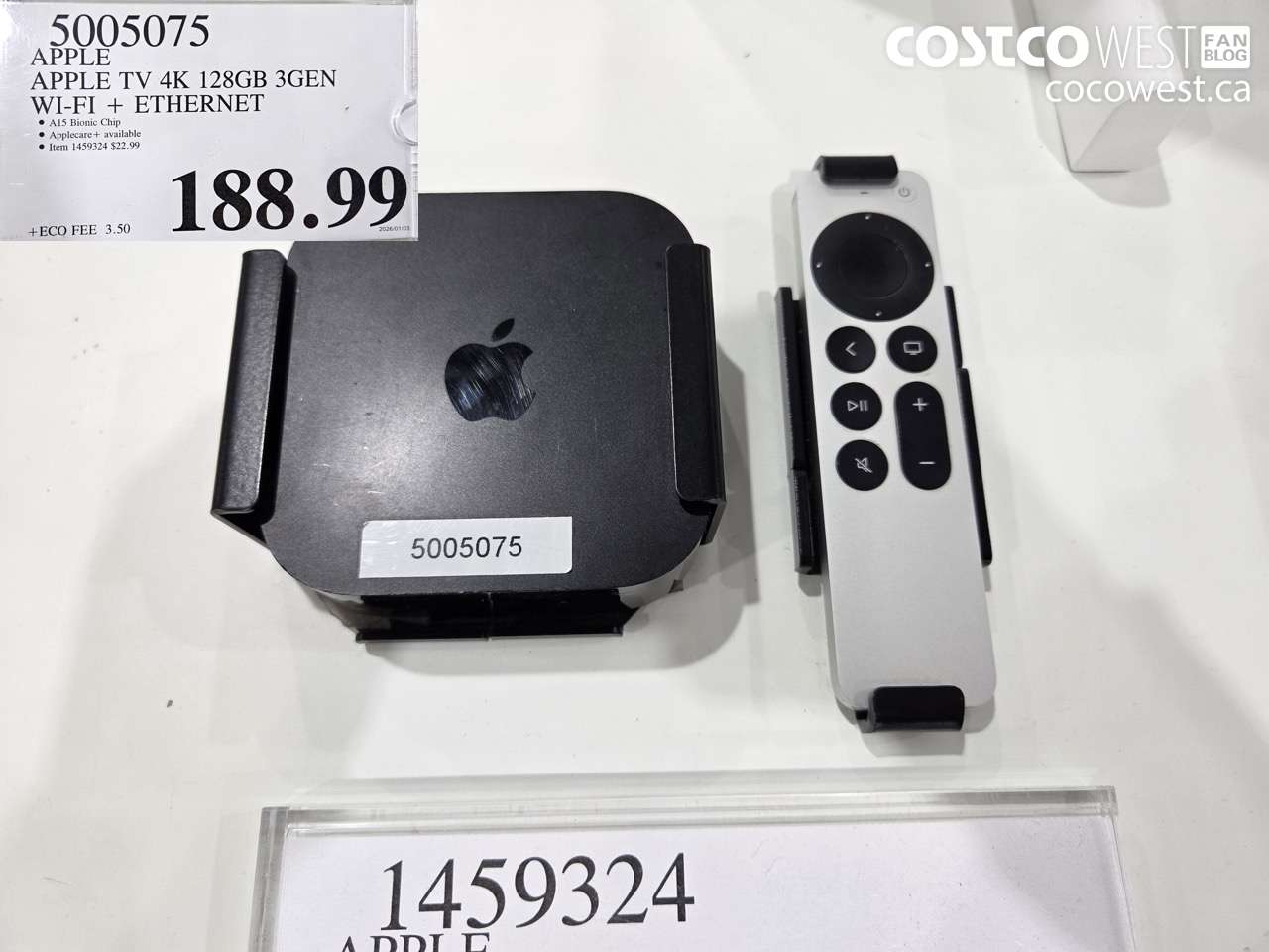 5005075 APPLE APPLE TV 4K 128GB 3GEN WI- FI + ETHERNET $188.99