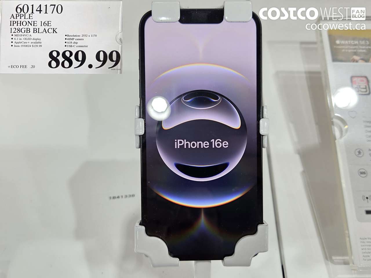 6014170 APPLE IPHONE 16E 128GB BLACK $889.99