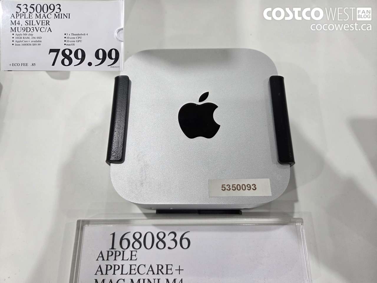 5350093 APPLE MAC MINI M4 SILVER MU9D3VC/A $789.99