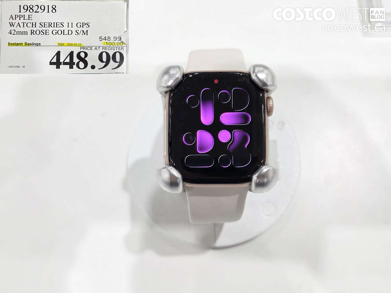 1982918 APPLE WATCH SERIES 11 GPS 42MM GOLD ROSE S/M ($100.00 INSTANT SAVINGS EXPIRES ON 2026-02-15) $448.99