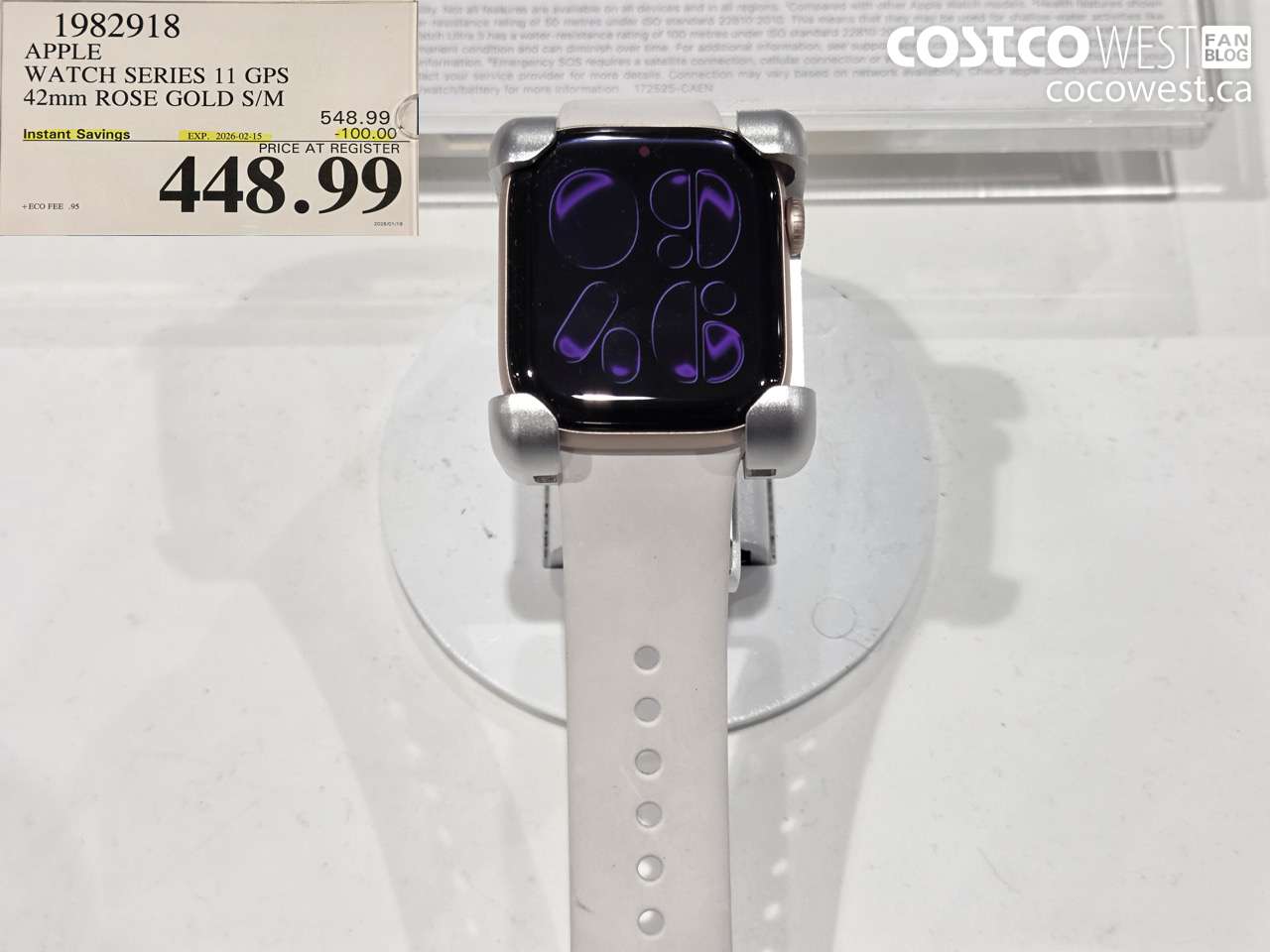 1982918 APPLE WATCH SERIES 11 GPS 42mm ROSE GOLD S/M ($100.00 INSTANT SAVINGS EXPIRES ON 2026-02-15) $448.99