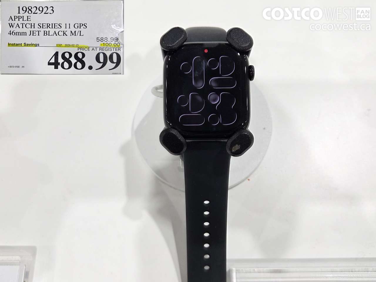 1982923 APPLE WATCH SERIES 11 GPS 44MM JET BLACK M/L ($100.00 INSTANT SAVINGS EXPIRES ON 2026-02-15) $488.99