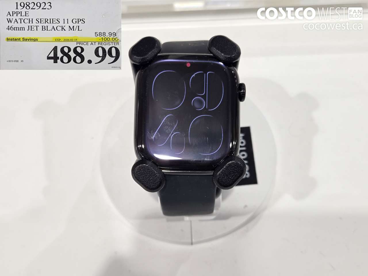 1982923 APPLE WATCH SERIES 11 GPS 46mm JET BLACK M/L ($100.00 INSTANT SAVINGS EXPIRES ON 2026-02-15) $488.99