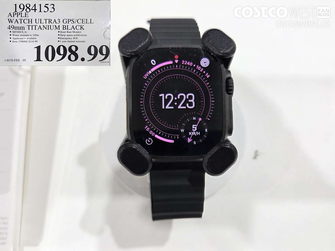 1984153 APPLE WATCH ULTRA3 GPS/CELL 49MM TITANIUM BLACK $1098.99