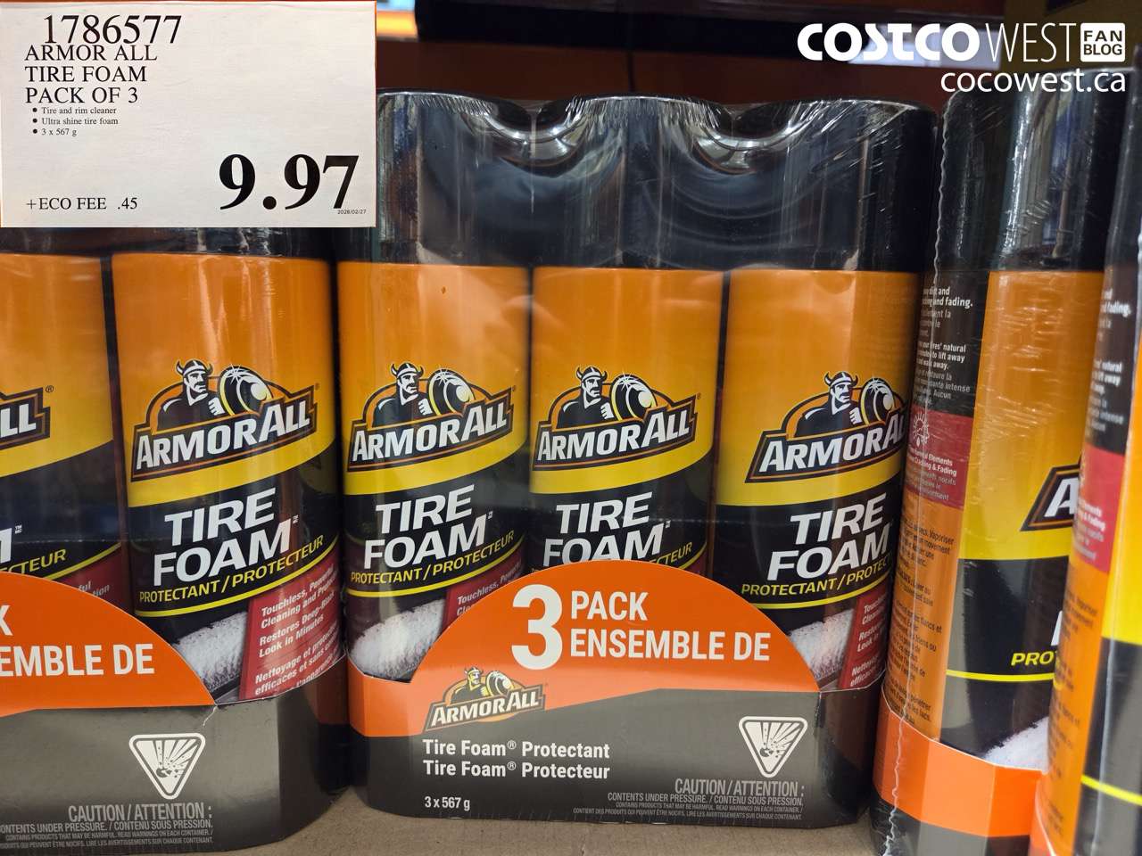 1786577 ARMOR ALL TIRE FOAM PACK OF 3 $9.97