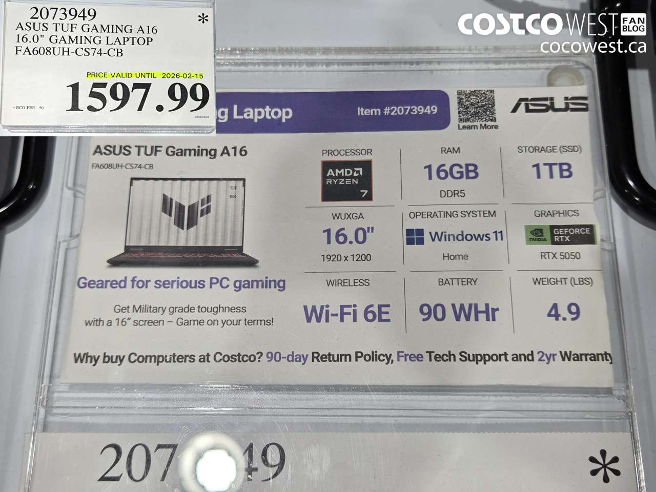 2073949 ASUS TUF GAMING A16 16.0