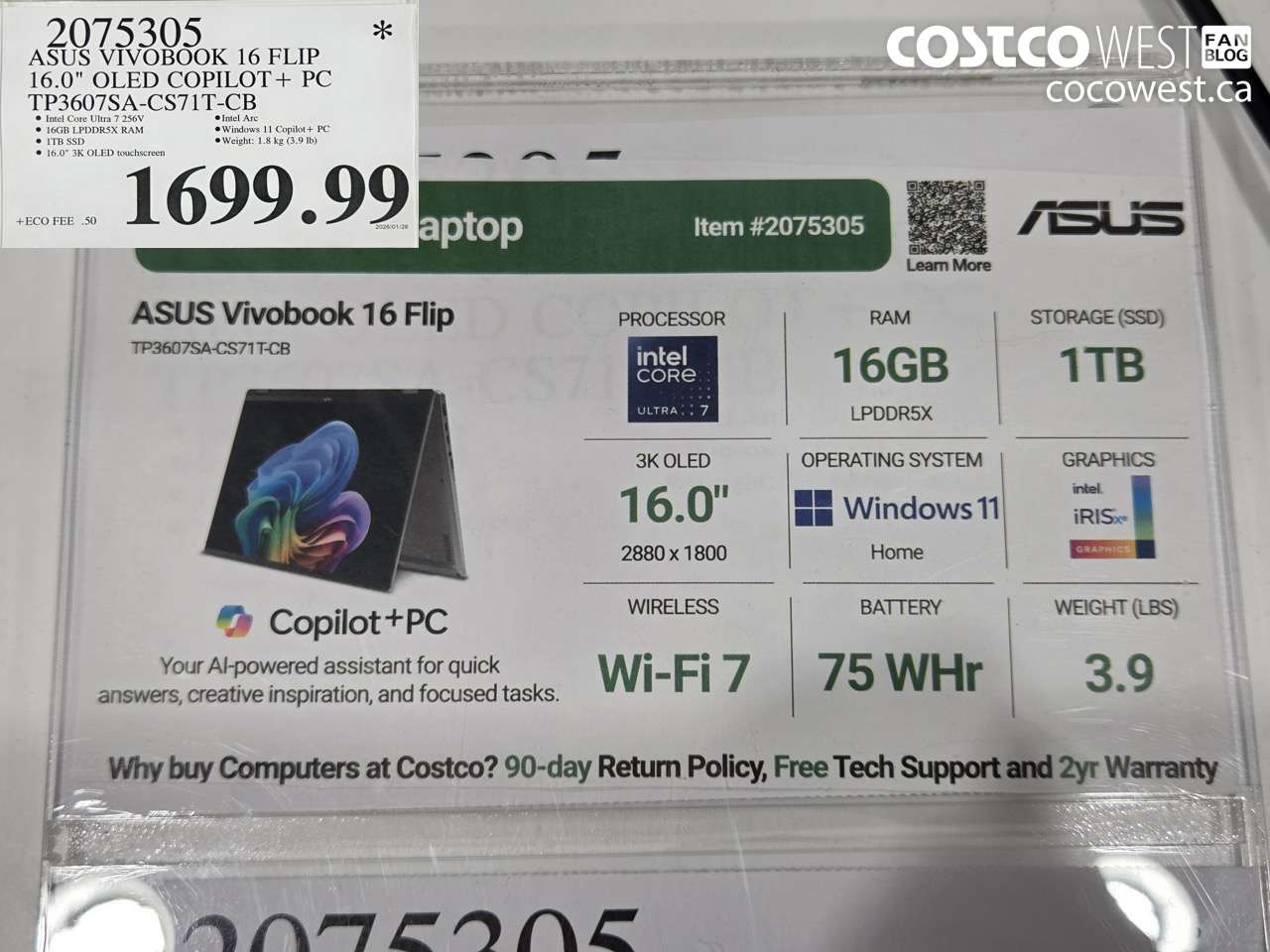 2075305 ASUS VIVOBOOK 16 FLIP 16.0