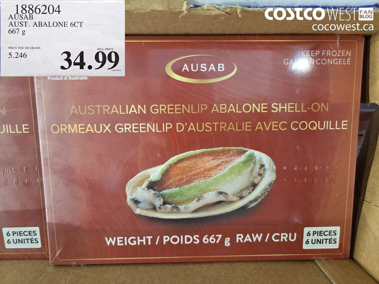 1886204 AUSAB AUST. ABALONE 6CT 667 g $34.99