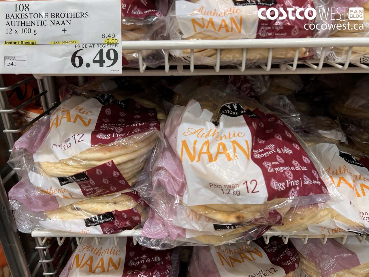 108 BAKESTONE BROTHERS AUTHENTIC NAAN 12 x 100 g ($2.00 INSTANT SAVINGS EXPIRES ON 2026-02-15) $6.49