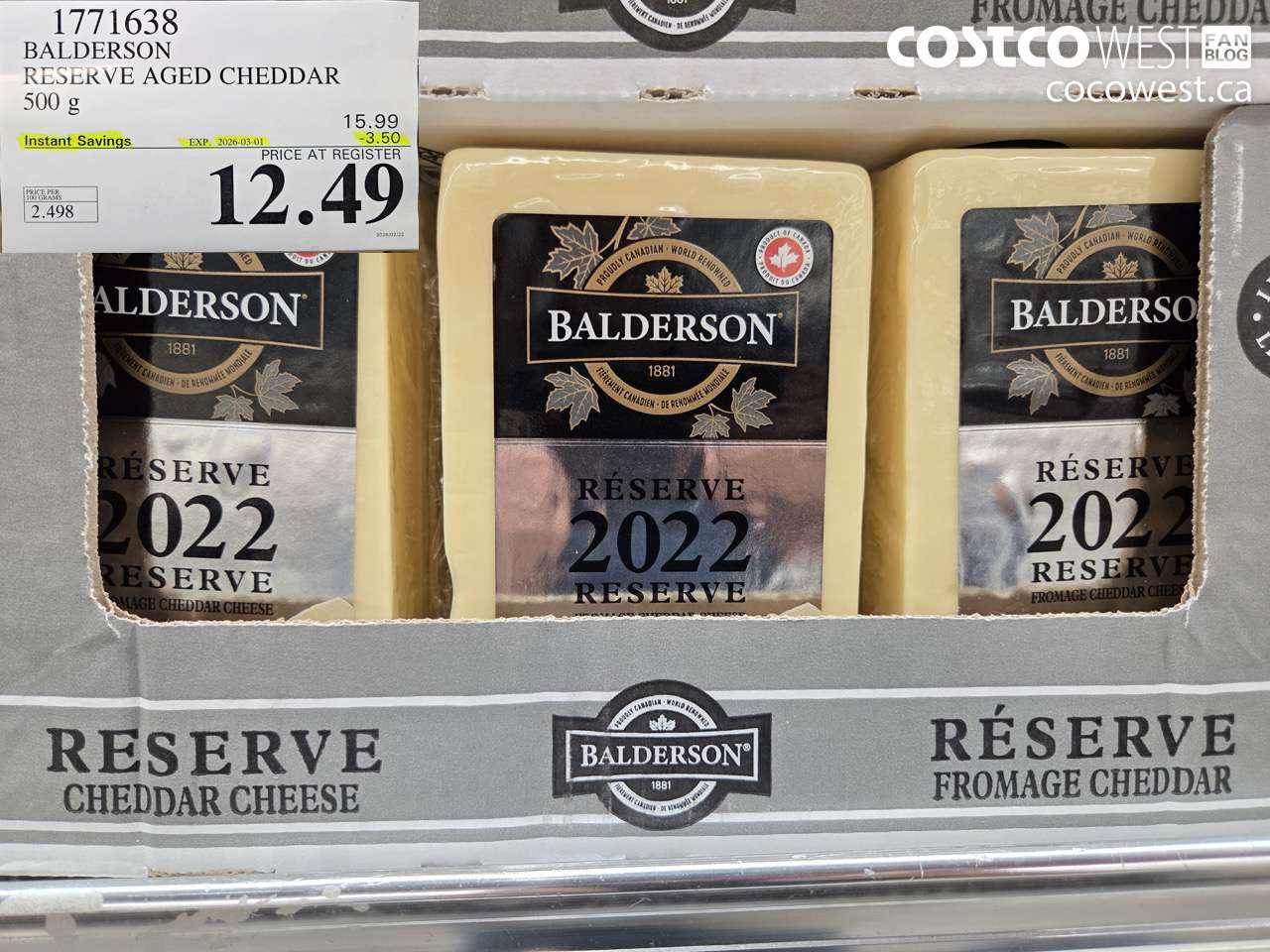 1771638 BALDERSON RESERVE AGED CHEDDAR 500 G ($3.50 INSTANT SAVINGS EXPIRES ON 2026-03-01) $12.49