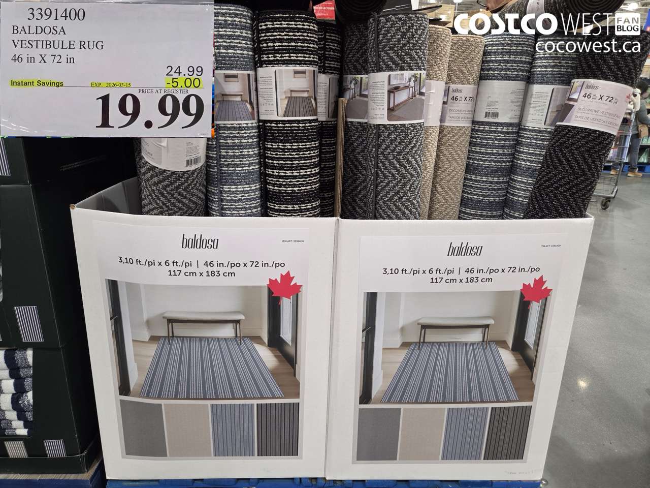 3391400 BALDOSA VESTIBULE RUG 46 IN X 72 IN ($5.00 INSTANT SAVINGS EXPIRES ON 2026-03-15) $19.99