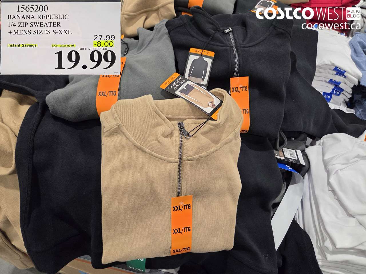 1565200 BANANA REPUBLIC 1/4 ZIP SWEATER + MENS SIZES S-XXL ($8.00 INSTANT SAVINGS EXPIRES ON 2026-02-08) $19.99