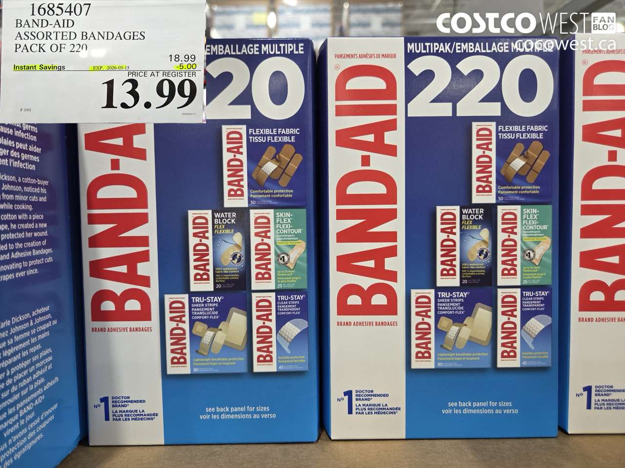 1685407 BAND-AID ASSORTED BANDAGES PACK OF 220 ($5.00 INSTANT SAVINGS EXPIRES ON 2026-03-15) $13.99