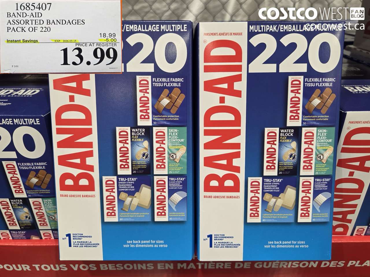1685407 BAND-AID ASSORTED BANDAGES PACK OF 220 ($5.00 INSTANT SAVINGS EXPIRES ON 2026-03-15) $13.99