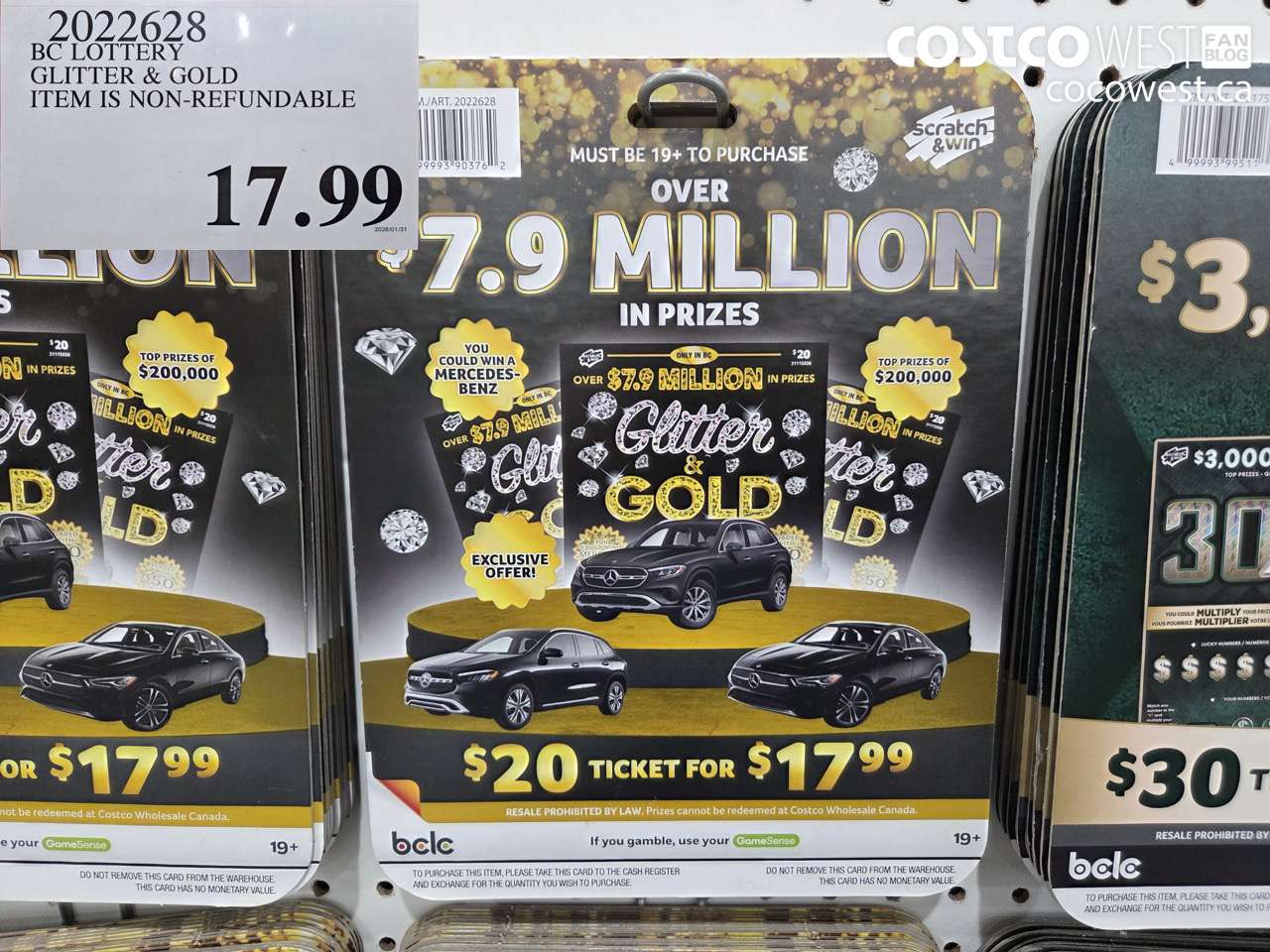 2022628 BC LOTTERY GLITTER & GOLD ITEM IS NON-REFUNDABLE $17.99