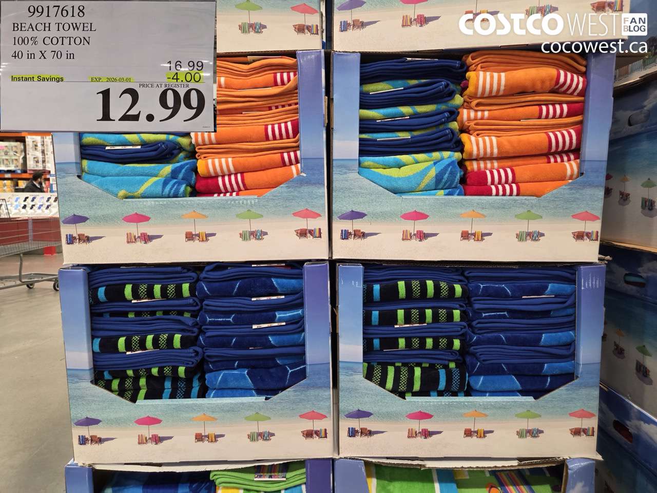 9917618 BEACH TOWEL 100% COTTON 40 IN X 70 IN ($4.00 INSTANT SAVINGS EXPIRES ON 2026-03-01) $12.99