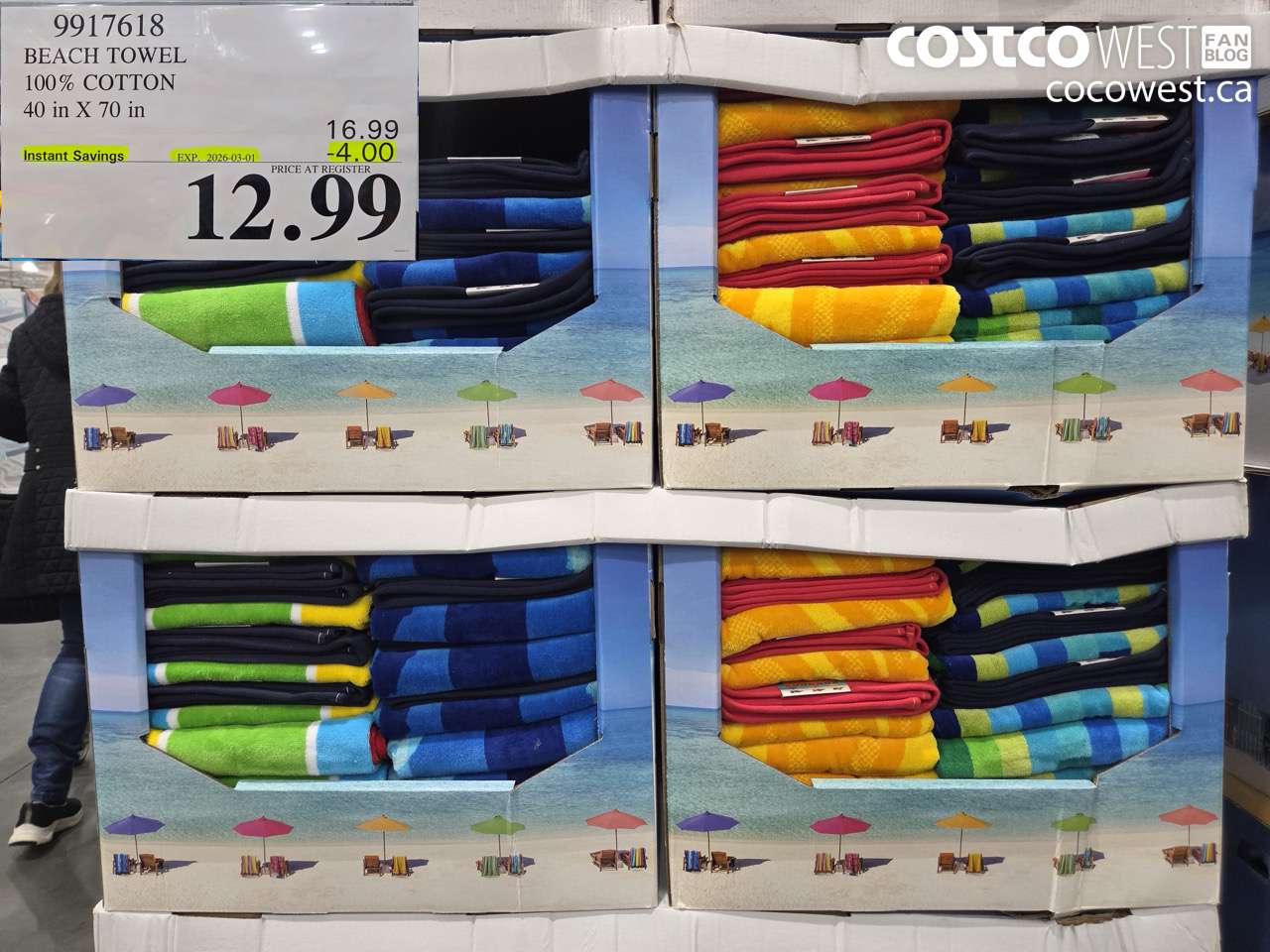 9917618 BEACH TOWEL 100% COTTON 40 in X 70 in ($4.00 INSTANT SAVINGS EXPIRES ON 2026-03-01) $12.99